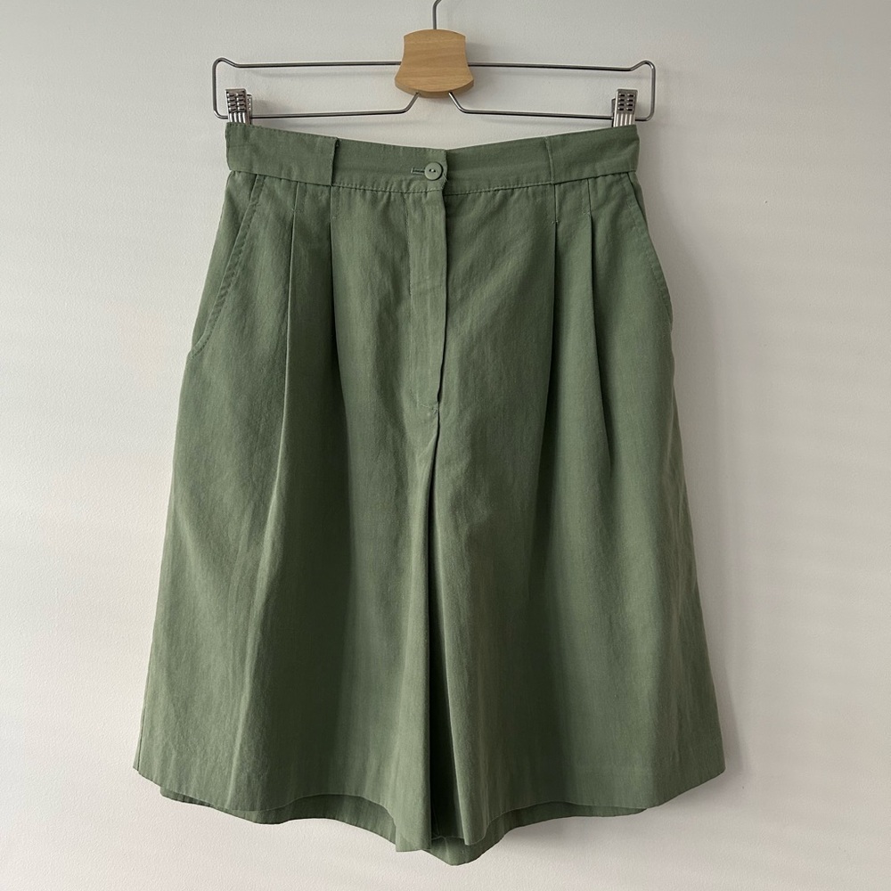 Vintage High Waisted Sage Green Bermuda Shorts